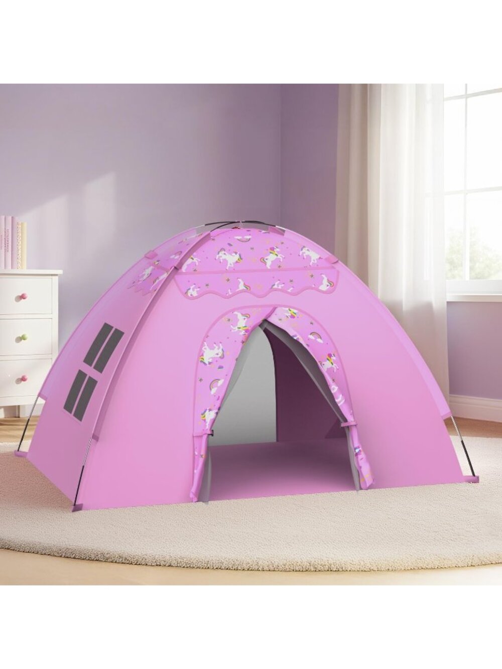Kids Pink 70"x45"x 43" Indoor Play Tent Foldable Great Gift Choice for Birthday